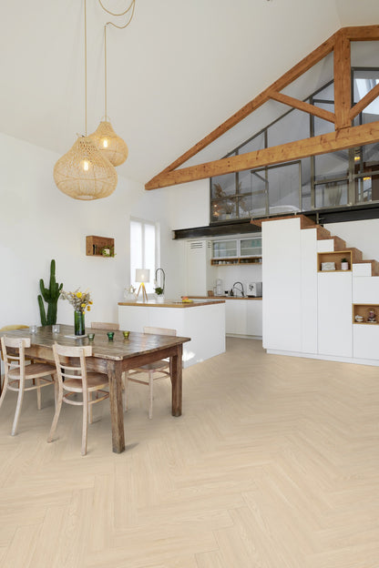 Klick Vinyl Gerflor Virtuo 55 Rigid Acoustic Fischgräte (HB) - 1463 Blomma Cream