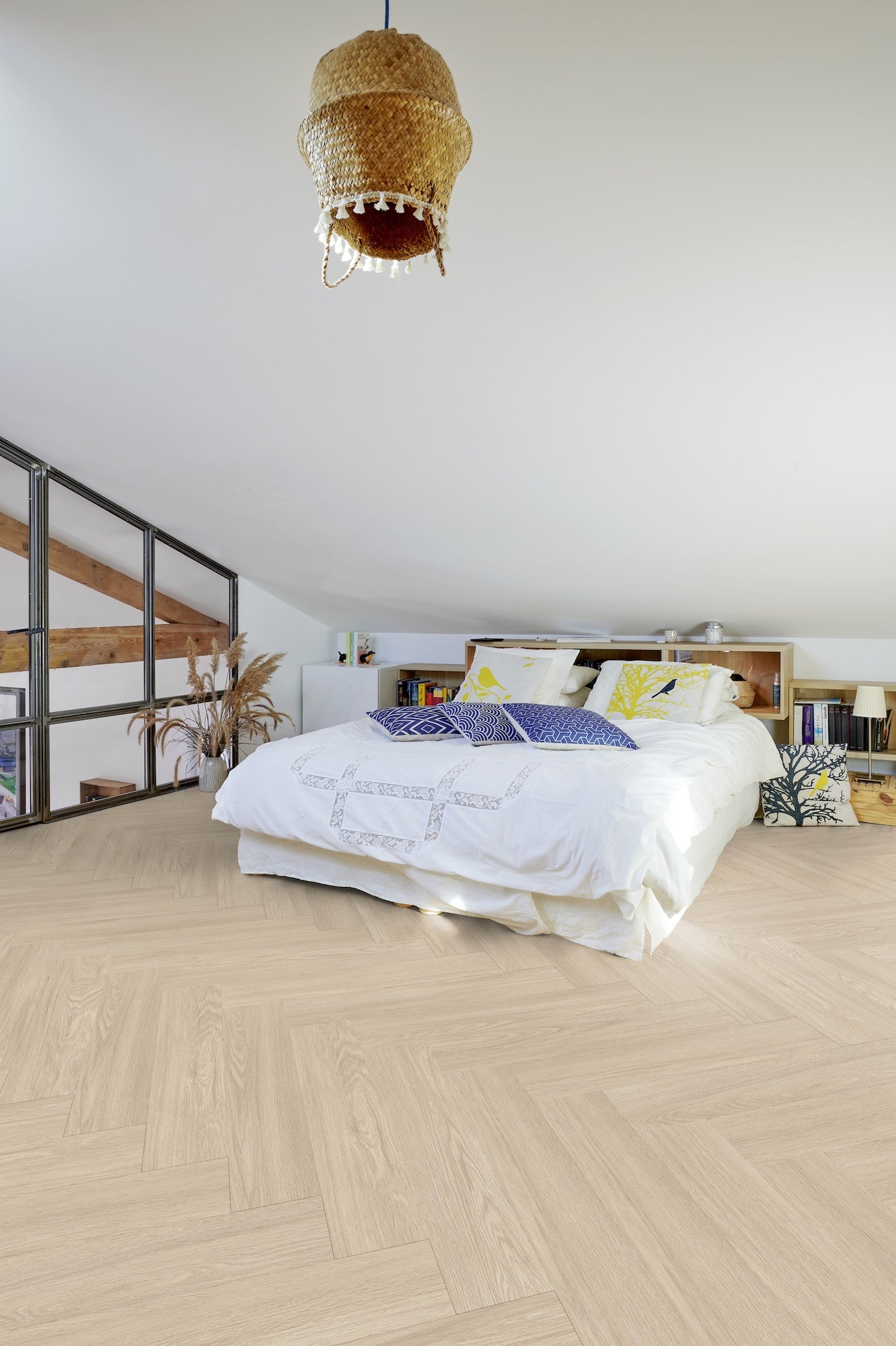 Klick Vinyl Gerflor Virtuo 55 Rigid Acoustic Fischgräte (HB) - 1464 Blomma Light